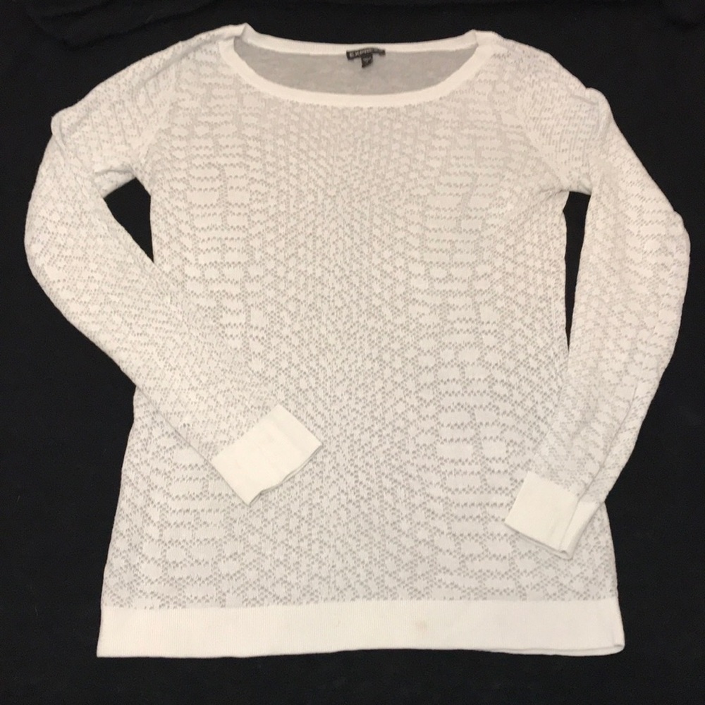 EXPRESS white/grey tunic knitted sweater size S